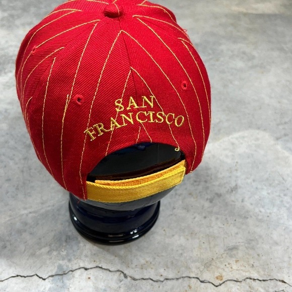 Golden Gate Bridge San Francisco VTG Hat Strapback Cap Red Striped - Picture 2 of 5